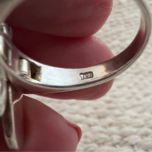 ❤️ Zuni Style Inlaid MOP Signed “LS” Lee Sands Butterfly Moveable Wings Ring - Picture 9 of 15